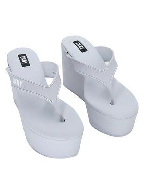 DKNY Trina Platform Wedge Thong Sandal Halogen Blue White Size 9M